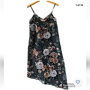 Nanette Lepore VTG Y2K Slip‎ Dress Burgundy Chiffon Floral Burnout Velvet Lace 0